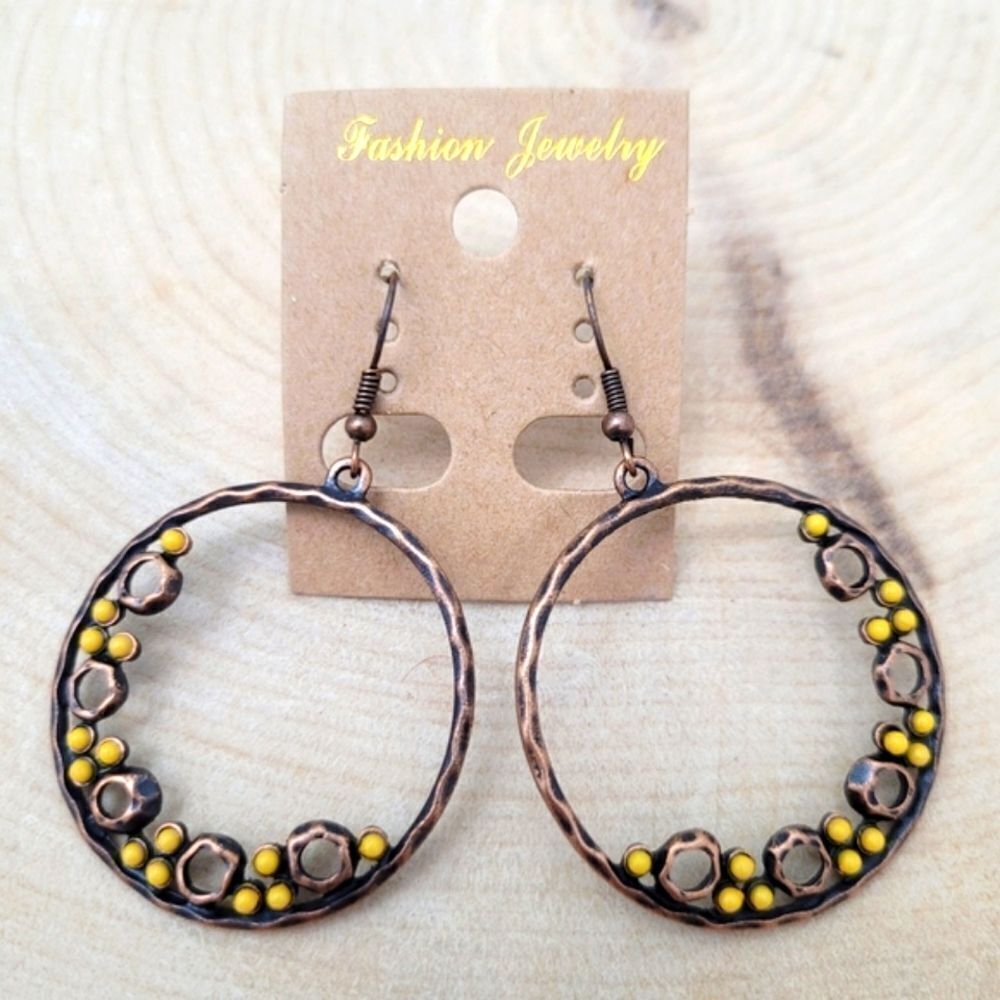 2/$20 Brand New Bohemian Bronze & Yellow Earrings